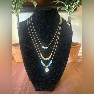 Plunder Gold Tone 3 Strand Beaded Necklace Pre-Owned